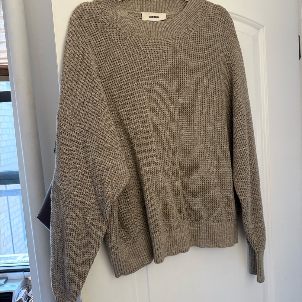 Buck Mason Taupe Crew Neck Sweater